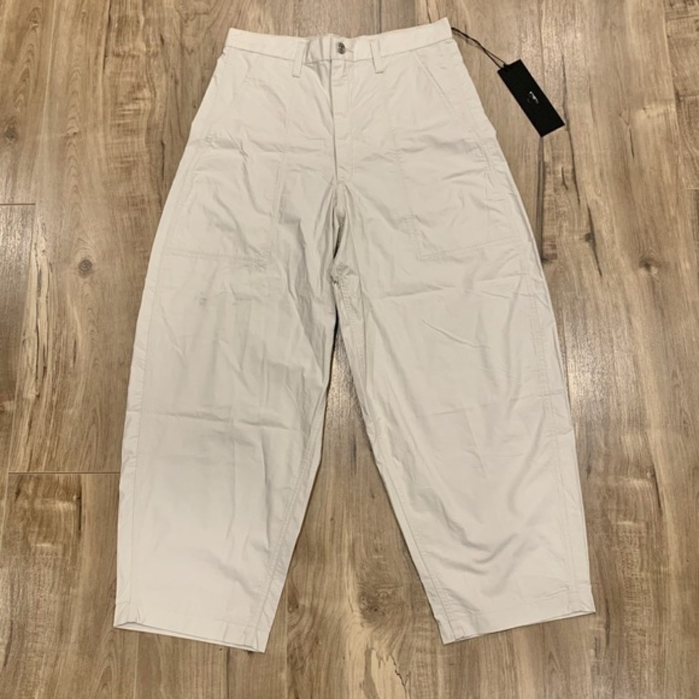 NEW Anthropologie Edwin Clio Barrel Leg Utility Pants Womens SZ 29 Cream Cotton‎